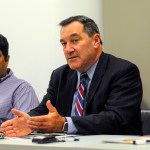 Sen. Joe Donnelly (D-IN), visited Hamilton Center in Terre Haute, IN on Friday to discuss the opioid addiction crisis with the staff. (AP Photo/Tribune-Star, Austen Leake)