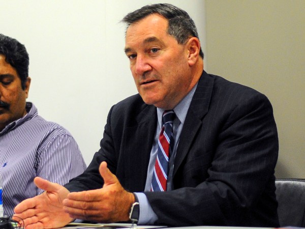 Sen. Joe Donnelly (D-IN), visited Hamilton Center in Terre Haute, IN on Friday to discuss the opioid addiction crisis with the staff. (AP Photo/Tribune-Star, Austen Leake)