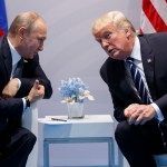 President Donald Trump speaks during a meeting with Russian President Vladimir Putin at the G20 Summit at the G20 Summit, Friday, July 7, 2017, in Hamburg. (AP Photo/Evan Vucci)