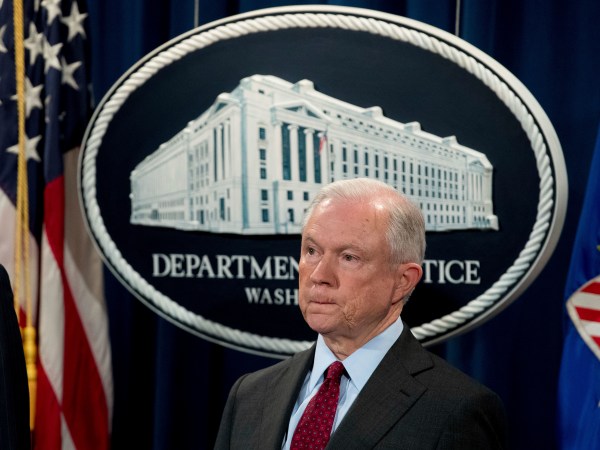 Attorney General Jeff Sessions attends a news conference to announce an international cybercrime enforcement action at the Department of Justice, Thursday, July 20, 2017, in Washington. (AP Photo/Andrew Harnik)