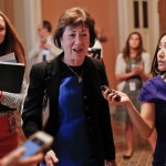 Sen. Susan Collins, R-Maine walks the hallways on Capitol Hill in Washington Thursday, July 13, 2017. Senate Majority Leader Mitch McConnell of Ky., rolls out the GOP's revised health care bill, pushing toward a showdown vote next week with opposition within the Republican ranks. (AP Photo/Pablo Martinez Monsivais)