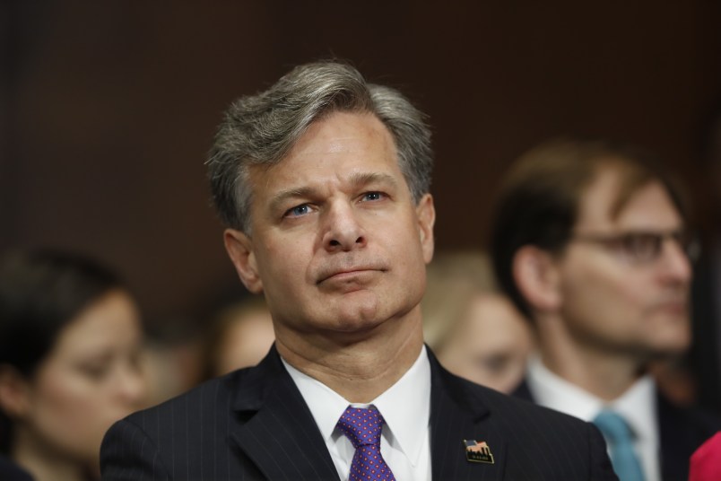 FBI Director nominee Christopher Wray testifies on Capitol Hill in Washington, Wednesday, July 12, 2017, at his confirmation hearing before the Senate Judiciary Committee. (AP Photo/Pablo Martinez Monsivais)