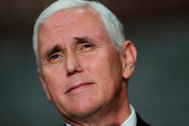 U.S. Vice President Mike Pence gives a speech at the Buenos Aires Stock Exchange, in Argentina, Tuesday, Aug. 15, 2017. Pence is on a official visit to Argentina until Wednesday, when he will be heading to Chile on a week-long visit to Latin America.(AP Photo/Victor R. Caivano)
