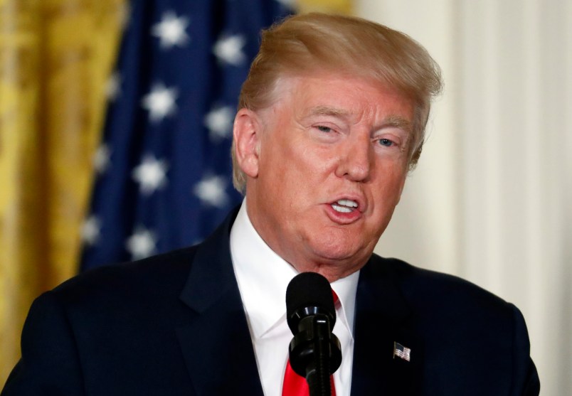 President Donald Trump speaks during a joint news conference with Finnish President Sauli Niinisto in the East Room of the White House, Monday, Aug. 28, 2017, in Washington. (AP Photo/Alex Brandon)