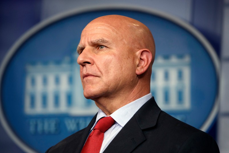 National security adviser H.R. McMaster listens during the daily press briefing at the White House, Monday, July 31, 2017, in Washington. (AP Photo/Evan Vucci)