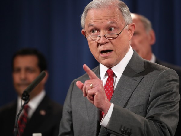 Attorney General Jeff Sessions, Director of National Intelligence Dan Coats, Deputy Attorney General Rod Rosenstein, and National Counterintelligence and Security Center Director William Evanina hold a briefing at the Justice Department in Washington, Friday, Aug. 4, 2017, on leaks of classified material threatening national security, one week after President Donald Trump complained that he was weak on preventing such disclosures. (AP Andrew Harnik)