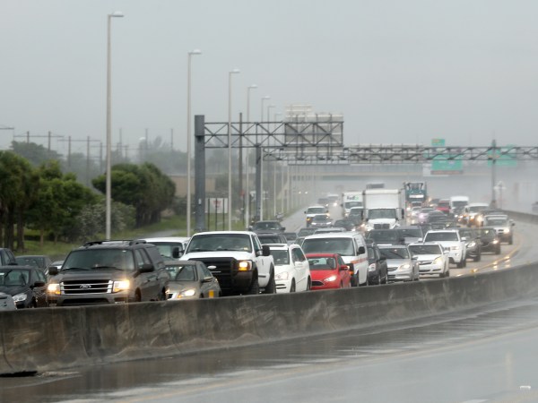 Northbound traffic on the turnpike near Sunrise Blvd. was backing up in the rain. Mike Stocker, South Florida Sun-Sentinel ...SOUTH FLORIDA OUT; NO MAGS; NO SALES; NO INTERNET; NO TV...