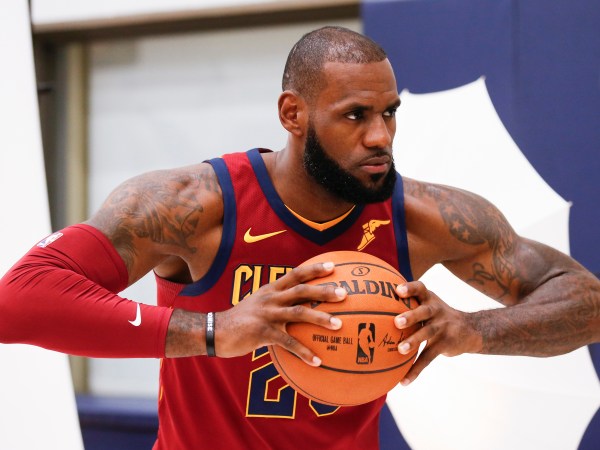 Cleveland Cavaliers' LeBron James poses for a portrait during the NBA basketball team media day, Monday, Sept. 25, 2017, in Independence, Ohio. (AP Photo/Ron Schwane)