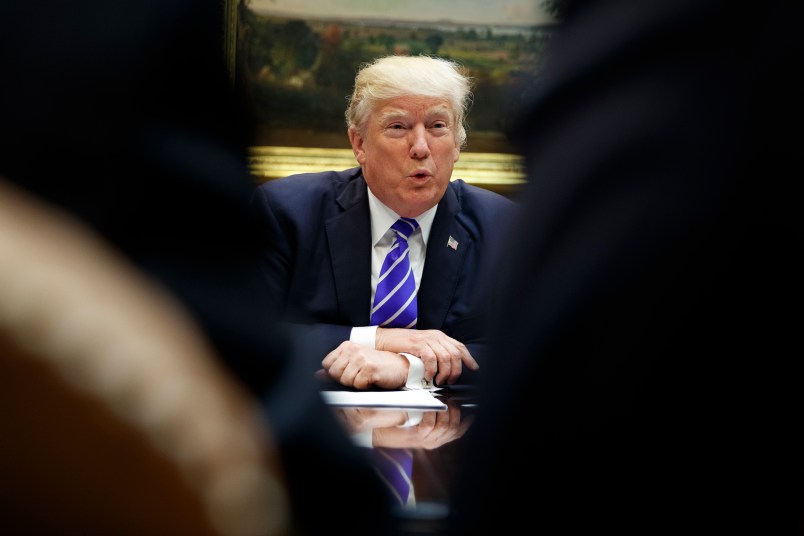 President Donald Trump speaks during a meeting with members of the House Ways and Means committee in the Roosevelt Room of the White House, Tuesday, Sept. 26, 2017, in Washington. (AP Photo/Evan Vucci)