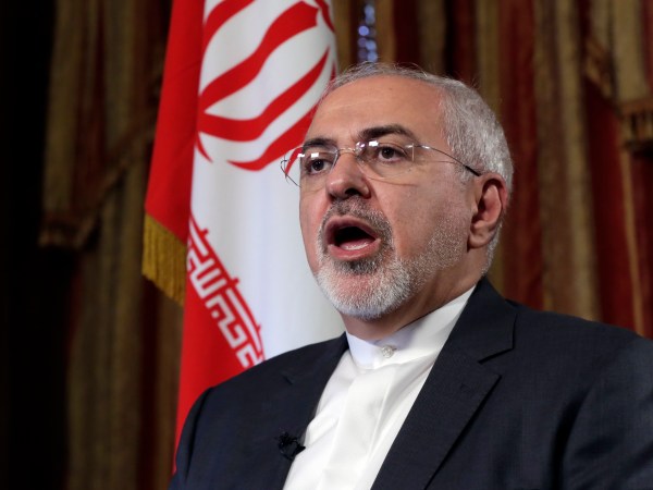 Foreign Minister Javad Zarif of Iran is interviewed by the Associated Press, in New York, Wednesday, Sept. 27, 2017. (AP Photo/Richard Drew)