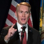 Oklahoma Republican Senator James Lankford talks to supporters during the Republican watch party in Oklahoma City, Tuesday, Nov. 8, 2016. (AP Photo/J Pat Carter)