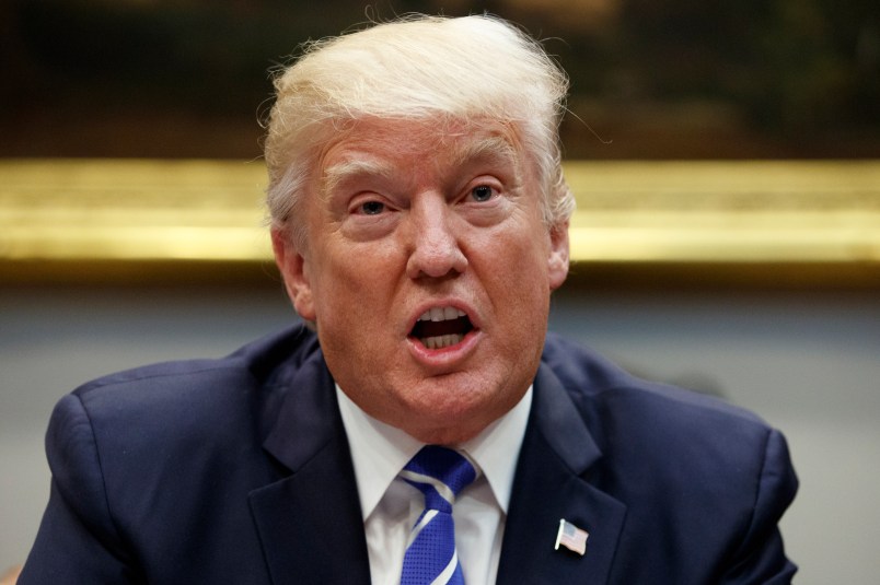 President Donald Trump speaks during a meeting with Congressional leaders and administration officials on tax reform, in the Roosevelt Room of the White House, Tuesday, Sept. 5, 2017, in Washington. (AP Photo/Evan Vucci)