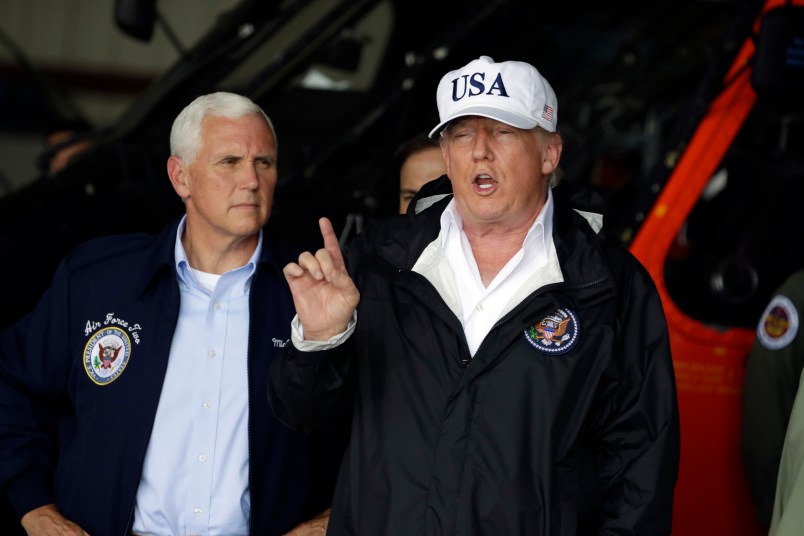 President Donald Trump and first lady Melania Trump arrive at Southwest Florida International airport to meet with first responders and people impacted by Hurricane Irma, Tuesday, Sept. 14, 2017, in Ft. Myers, Fla. (AP Photo/Evan Vucci) President Donald Trump participates in a briefing on Hurricane Irma relief efforts, Tuesday, Sept. 14, 2017, in Ft. Myers, Fla. (AP Photo/Evan Vucci)