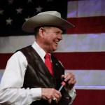 Former Alabama Chief Justice and U.S. Senate candidate Roy Moore speaks at a rally, Monday, Sept. 25, 2017, in Fairhope, Ala. (AP Photo/Brynn Anderson)