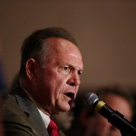 Former Alabama Chief Justice and U.S. Senate candidate Roy Moore during speaks during his election party, Tuesday, Sept. 26, 2017, in Montgomery, Ala. Moore won the Alabama Republican primary runoff for U.S. Senate on Tuesday, defeating an appointed incumbent backed by President Donald Trump and allies of Sen. Mitch McConnell. (AP Photo/Brynn Anderson)