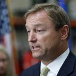Sen. Dean Heller, R-Nev., speaks at a news conference Monday, Aug. 28, 2017, in Las Vegas. (AP Photo/John Locher)