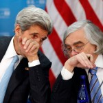Secretary of State John Kerry, left, speaks with Secretary of Energy Ernest Moniz during the seventh U.S. – E.U. Energy Security Council meeting, during the U.S. Caribbean-Central American Energy Summit at the State Department, Wednesday, May 4, 2016 in Washington. (AP Photo/Alex Brandon)