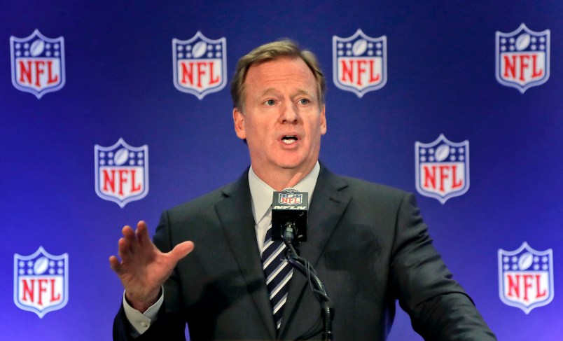 NFL commissioner Roger Goodell speaks during a news conference, Wednesday, Oct. 18, 2017, in New York. (AP Photo/Julie Jacobson)