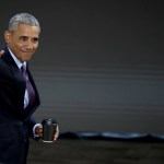 Former President Barack Obama leaves the stage after speaking during the Goalkeepers Conference hosted by the Bill and Melinda Gates Foundation, Wednesday, Sept. 20, 2017, in New York. (AP Photo/Julio Cortez)