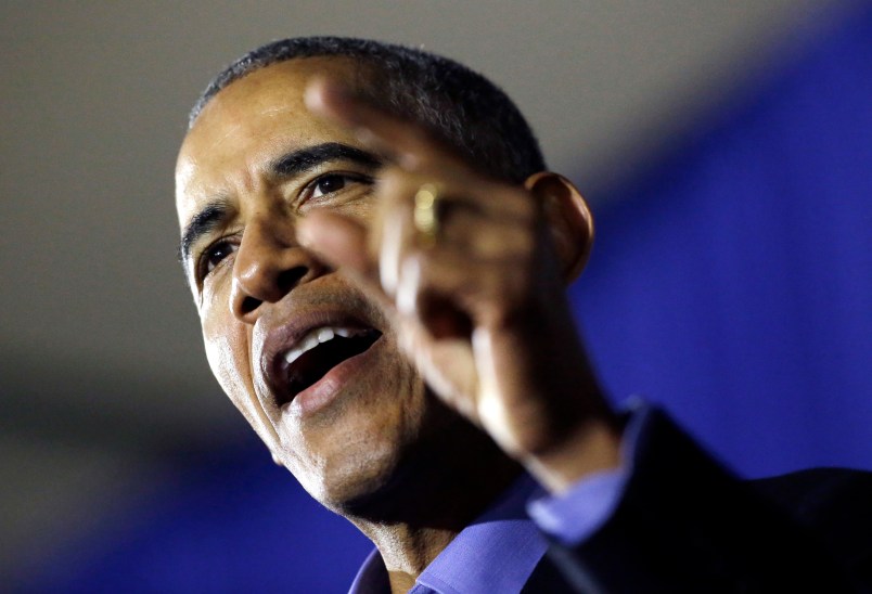Former President Barack Obama speaks during a canvasing event for New Jersey Democratic gubernatorial nominee Phil Murphy, Thursday, Oct. 19, 2017, in Newark, N.J. (AP Photo/Julio Cortez)