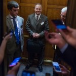 UNITED STATES - OCTOBER 31: Alabama Republican Senate nominee Roy Moore is questioned by the media in the Capitol on October 31, 2017.  (Photo By Tom Williams/CQ Roll Call)