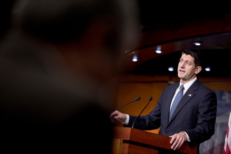 House Speaker Paul Ryan of Wis., speaks during his weekly press conference on Capitol Hill, Thursday, Oct. 26, 2017, in Washington. (AP Photo/Andrew Harnik)