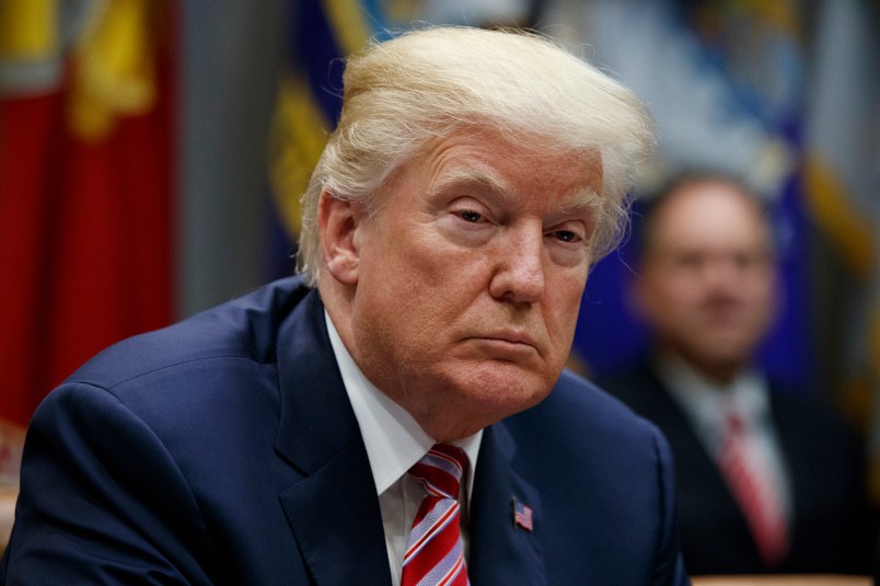 President Donald Trump listens during a meeting on tax policy with business leaders in the Roosevelt Room of the White House, Tuesday, Oct. 31, 2017, in Washington. (AP Photo/Evan Vucci)