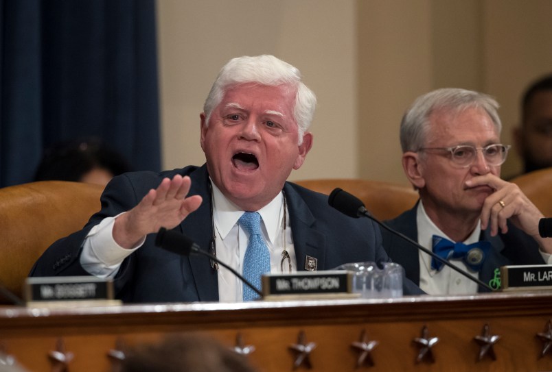 Rep. John Larson, D-Conn., joined at right by Rep. Earl Blumenauer, D-Ore., questions House Ways and Means Committee Chairman Kevin Brady, R-Texas, saying that "This is not an honorable time or day for this committee," as the panel begins the markup process of the GOP's far-reaching tax overhaul, on Capitol Hill in Washington, Monday, Nov. 6, 2017. (AP Photo/J. Scott Applewhite)