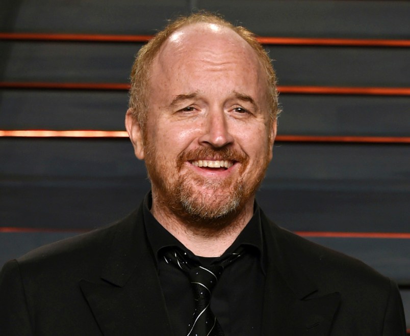 FILE - In this Feb. 28, 2016 file photo, Louis C.K. arrives at the Vanity Fair Oscar Party in Beverly Hills, Calif. The actor-comedian has pushed pause on his FX series and is launching a year-long stand-up comedy tour comprised of all-new material. (Photo by Evan Agostini/Invision/AP, File)