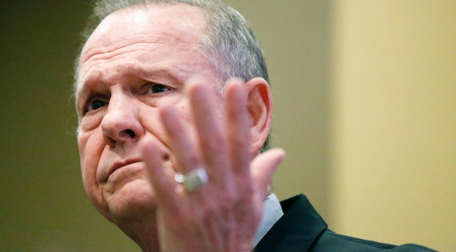 Former Alabama Chief Justice and U.S. Senate candidate Roy Moore speaks at the Vestavia Hills Public library, Saturday, Nov. 11, 2017, in Birmingham, Ala. According to a Washington Post story Nov. 9, an Alabama woman said Moore made inappropriate advances and had sexual contact with her when she was 14. (AP Photo/Brynn Anderson)