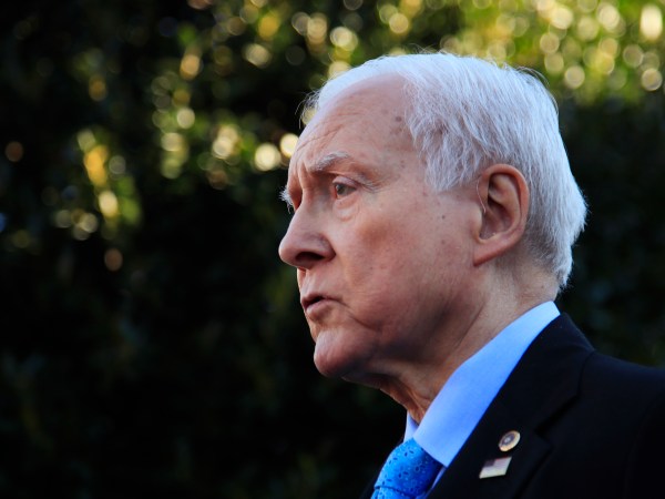 Senate Finance Committee Chairman Orrin Hatch, R-Utah, speaks to reporters following a meeting with President Donald Trump at the White House in Washington, Monday, Nov. 27, 2017.  (AP Photo/Manuel Balce Ceneta)