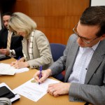 James B. Alcorn, at right, chairman of The Virginia State Board of Elections certifies the results in the contested 28th and 88th House of Delegates Districts elections. Getting the nod in the 28th, Republican  Robert M. Thomas Jr. was selected to replace retiring GOP Speaker William J. Howell and in the 88th, incumbent Mark Cole (R-Spotsylvania) will return in January. At left is board member Edgardo Cortes and Vice-Chair Clara Bell Wheeler. The board met in Richmond, Virginia on Monday, November 27, 2017.
