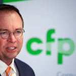 Mick Mulvaney speaks during a news conference after his first day as acting director of the Consumer Financial Protection Bureau in Washington, Monday, Nov. 27, 2017. (AP Photo/Jacquelyn Martin)