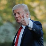 President Donald Trump gives a 'thumbs-up' as he walks across the South Lawn of the White House in Washington, Sunday, April 9, 2017. Trump is returning from a trip to his Mar-a-Lago estate in Palm Beach, Fla. (AP Photo/Pablo Martinez Monsivais)