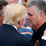 President Donald Trump, left, talks with Rep. Peter King, R-N.Y., during the Congressional Picnic on the South Lawn of the White House, Thursday, June 22, 2017, in Washington. (AP Photo/Alex Brandon)