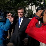 Paul Manafort, President Donald Trump's former campaign chairman, departs at Federal District Court in Washington, Monday, Oct. 30, 2017. Manafort, and a former business associate, Rick Gates, have been told to surrender to federal authorities Monday, according to reports and a person familiar with the matter. (AP Photo/Alex Brandon)