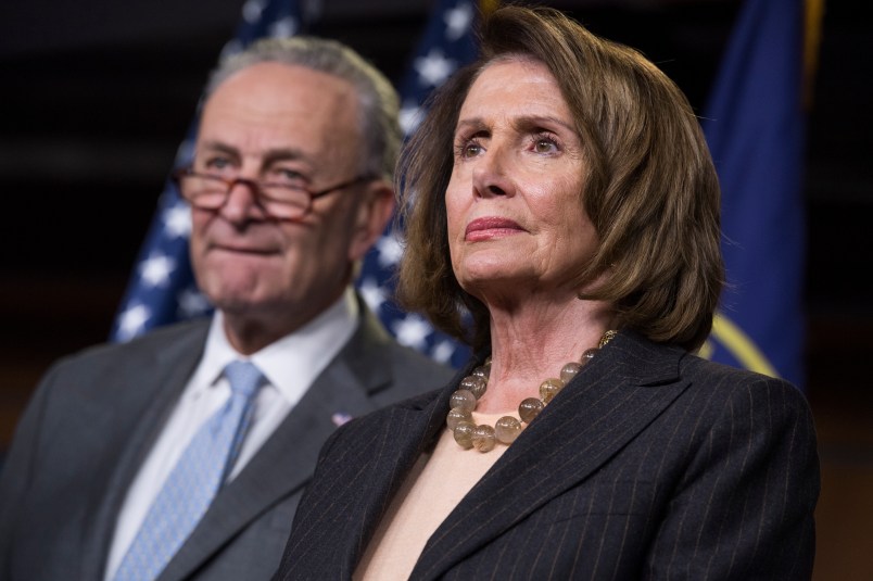 UNITED STATES - NOVEMBER 02: Senate Minority Leader Charles Schumer, D-N.Y., and House Minority Leader Nancy Pelosi, D-Calif., conduct a news conference in the Capitol Visitor Center to voice opposition to the Republicans' tax reform plan on November 2, 2017. (Photo By Tom Williams/CQ Roll Call)