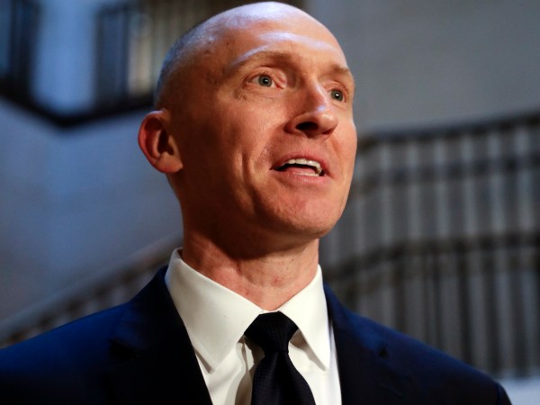 Carter Page, a foreign policy adviser to Donald Trump’s 2016 presidential campaign, speaks with reporters briefly following a day of questions from the House Intelligence Committee, on Capitol Hill in Washington, Thursday, Nov. 2, 2017. (AP Photo/J. Scott Applewhite)
