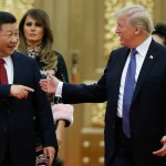 U.S. President Donald Trump and China's President Xi Jinping arrive at a state dinner at the Great Hall of the People in Beijing, China, November 9, 2017. REUTERS/Thomas Peter