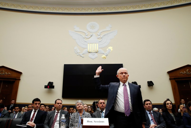 Attorney General Jeff Sessions speaks during a House Judiciary Committee hearing on Capitol Hill, Tuesday, Nov. 14, 2017 in Washington. (AP Photo/Alex Brandon)