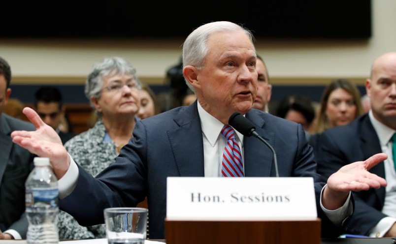 Attorney General Jeff Sessions speaks during a House Judiciary Committee hearing on Capitol Hill, Tuesday, Nov. 14, 2017 in Washington. (AP Photo/Alex Brandon)