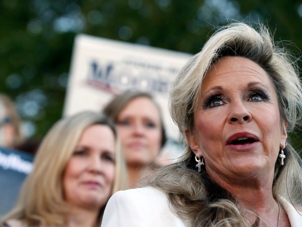 Kayla Moore, wife if former Alabama Chief Justice and U.S. Senate candidate Roy Moore, speaks at a press conference, Friday, Nov. 17, 2017, in Montgomery, Ala. (AP Photo/Brynn Anderson)