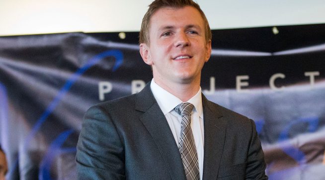 James O'Keefe, President of Project Veritas Action, waits to be introduced during a news conference at the National Press Club in Washington, Tuesday, Sept. 1, 2015. (AP Photo/Pablo Martinez Monsivais)