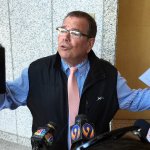 Flip Benham talks to the media about his opposition to the city's anti-discrimination ordinance outside the Meeting Chamber during a break at the Charlotte City Council meeting on Monday, May 23, 2016. The City Council decided to take the discussion of the repeal of the city's anti-discrimination ordinance off the agenda for the meeting.
