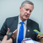 UNITED STATES - JULY 28: Rep. Mark Meadows, R-N.C., leaves a meeting of the House Republican Conference in the Capitol on July 28, 2017. (Photo By Tom Williams/CQ Roll Call)