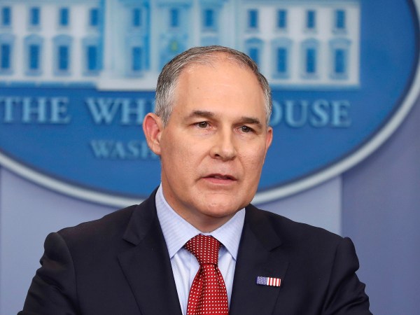 FILE - In this June 2, 2017 file photo, EPA Administrator Scott Pruitt speaks in the Brady Press Briefing Room of the White House in Washington. The inspector general at the EPA has opened an inquiry into Pruitt’s frequent taxpayer-funded travel to his home in Oklahoma. (AP Photo/Pablo Martinez Monsivais, File)