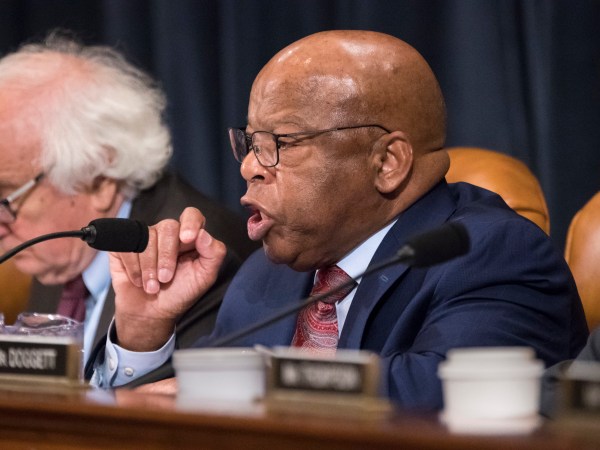 Rep. John Lewis, D-Ga., joined at left by Rep. Sander Levin, D-Mich., makes a point as the House Ways and Means Committee continues its debate over the Republican tax reform package, on Capitol Hill in Washington, Wednesday, Nov. 8, 2017. (AP Photo/J. Scott Applewhite)