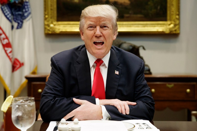 President Donald Trump speaks before a hosting a lunch with Senate Republicans in the Roosevelt Room of the White House, Tuesday, Dec. 5, 2017, in Washington. (AP Photo/Evan Vucci)