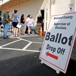 Voters wait in line at the Supervisor of Elections office in Lauderhill to drop off their absentee ballots, Monday, November 5, 2012, in Ft. Lauderdale, Florida. (Susan Stocker/Sun Sentinel/MCT)