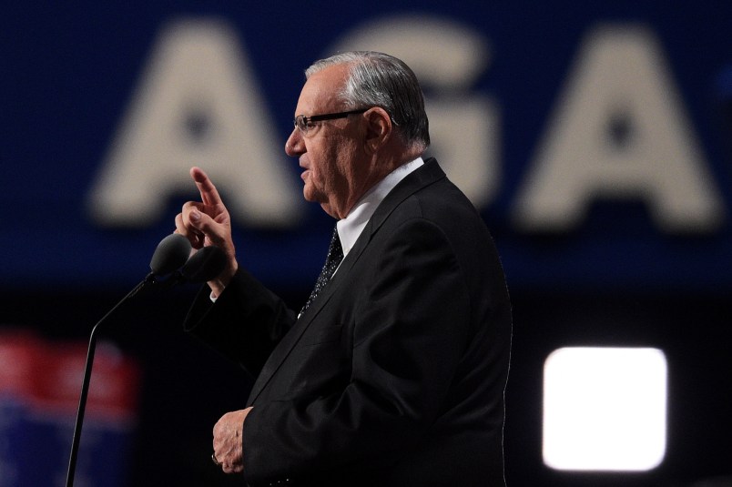 CLEVELAND, OH - JULY 21:  on the fourth day of the Republican National Convention on July 21, 2016 at the Quicken Loans Arena in Cleveland, Ohio. Republican presidential candidate Donald Trump received the number of votes needed to secure the party's nomination. An estimated 50,000 people are expected in Cleveland, including hundreds of protesters and members of the media. The four-day Republican National Convention kicked off on July 18. (Photo by Jeff Swensen/Getty Images)